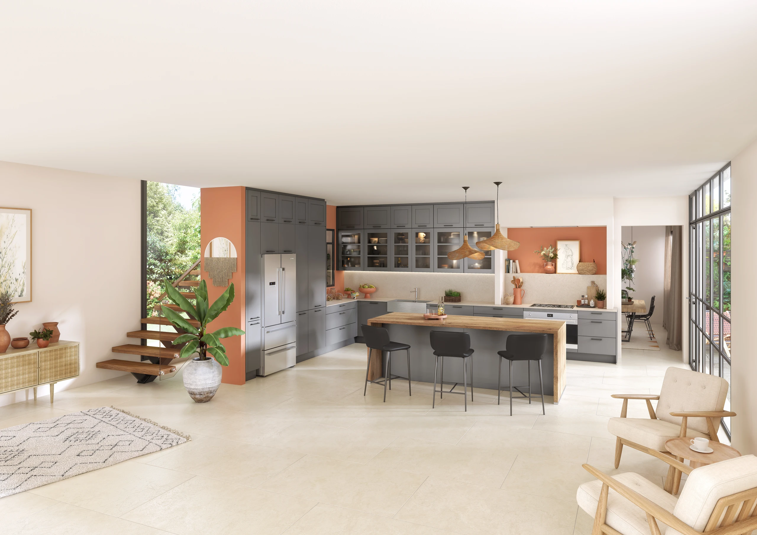 Close-up of Attitude slate grey matt lacquer finish